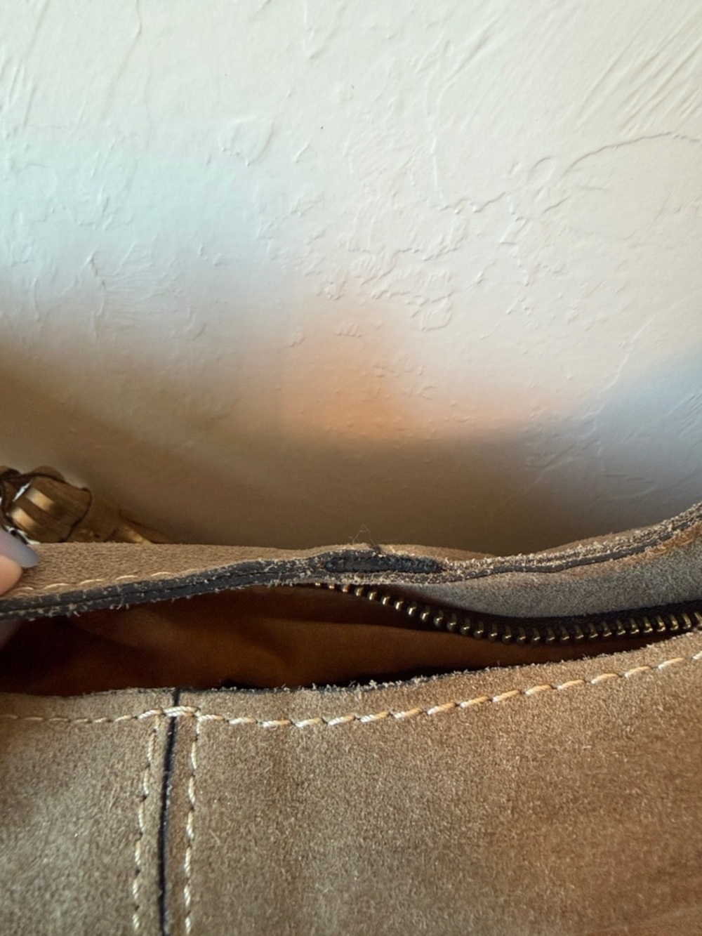 Patricia Nash Tan Suede & Metallic Gold Ombré Hobo with Tassel - Picture 6 of 6